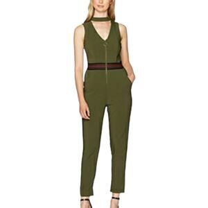 XOXO Zip Front Green Choker Jumpsuit Slim Sleeveless V-Neck Club Cocktail XXL